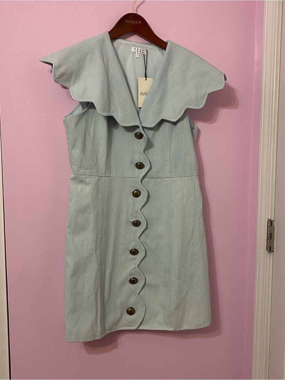 TCEC blue scallop trinity dress size Large